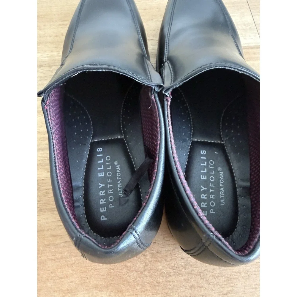 Perry Ellis Portfolio UltraFoam Pablo‎ Dress Black Slip On Loafers Mens 8M New